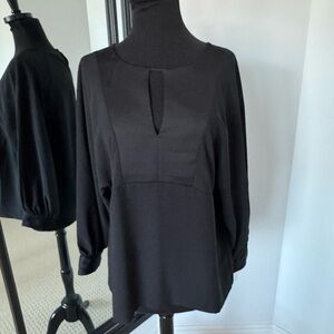 J. Crew Black Blouse with Button Cuffs small euc